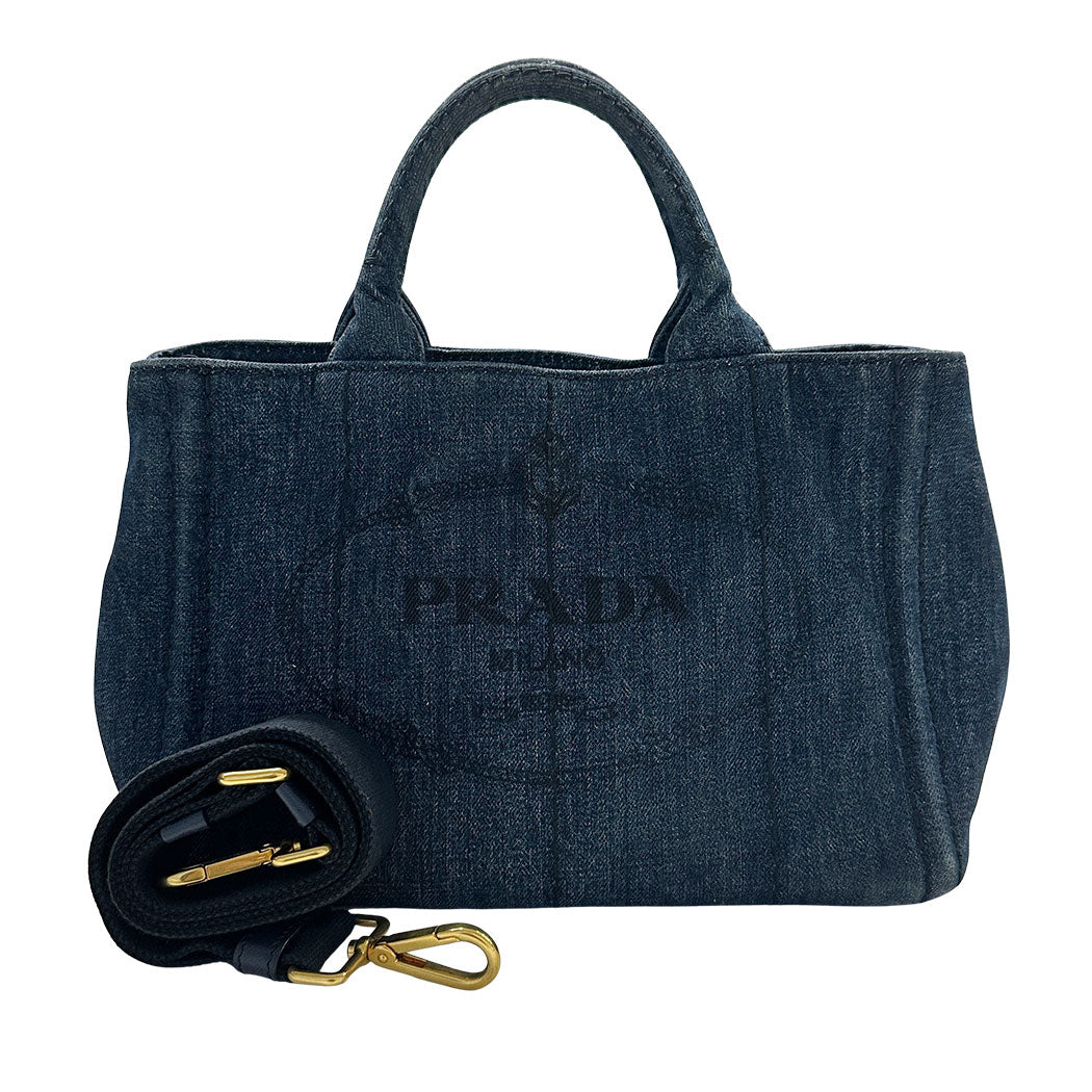 PRADA プラダ カナパ ミニ インディゴ 2wayバッグ デニム B2439G デニム レディース 【中古】