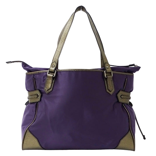 BURBERRY バーバリー トートバッグ パープル ブロンズ ナイロン レディース 【中古】