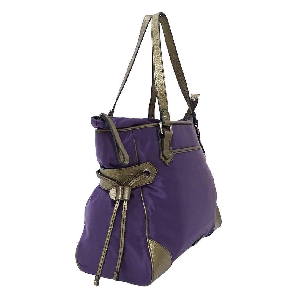 BURBERRY バーバリー トートバッグ パープル ブロンズ ナイロン レディース 【中古】