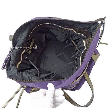BURBERRY バーバリー トートバッグ パープル ブロンズ ナイロン レディース 【中古】