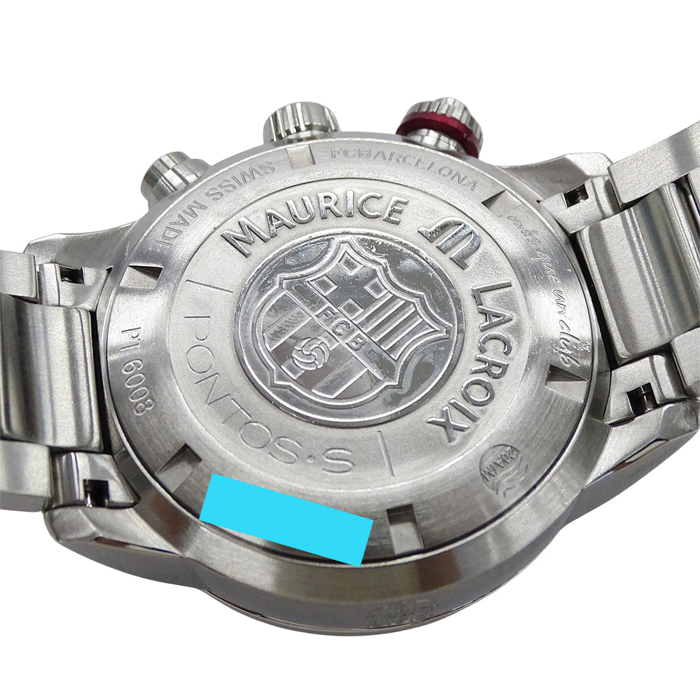 Maurice Lacroix モーリスラクロア ポントス PT6008 メンズ 腕時計 FCバルセロナコラボ クロノグラフ 自動巻き 磨き済み【中古】