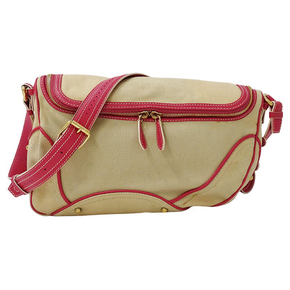 CELINE セリーヌ ショルダーバッグ ベージュ ピンク キャンバス レディース 【中古】