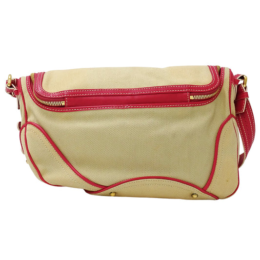CELINE セリーヌ ショルダーバッグ ベージュ ピンク キャンバス レディース 【中古】