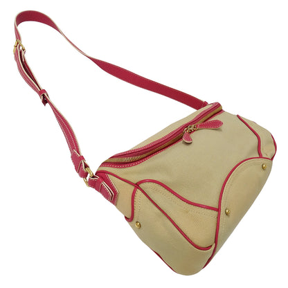 CELINE セリーヌ ショルダーバッグ ベージュ ピンク キャンバス レディース 【中古】