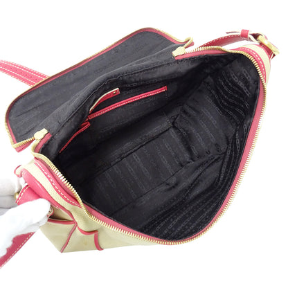 CELINE セリーヌ ショルダーバッグ ベージュ ピンク キャンバス レディース 【中古】