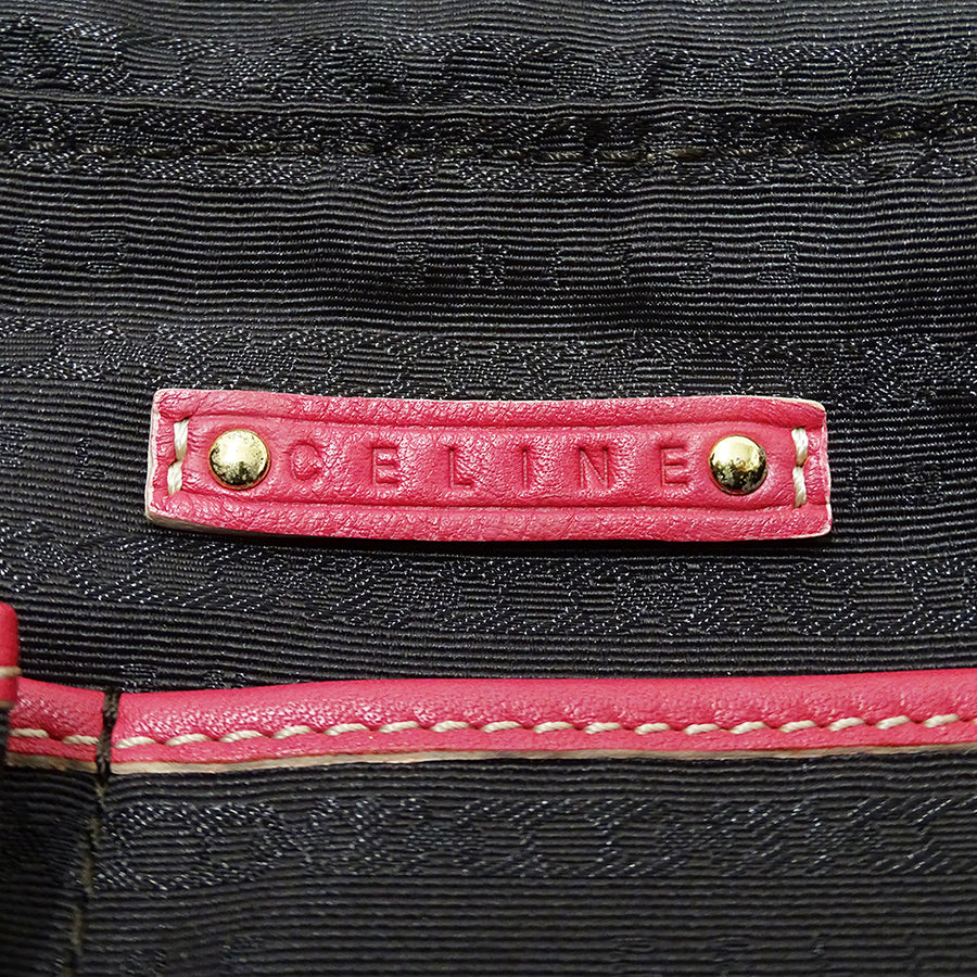 CELINE セリーヌ ショルダーバッグ ベージュ ピンク キャンバス レディース 【中古】