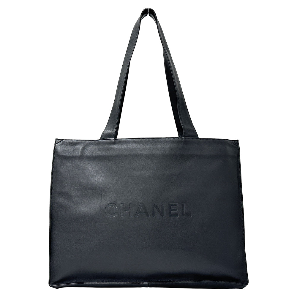 CHANEL シャネル トートバッグ ブラック シルバー金具 カーフ レディース 【中古】