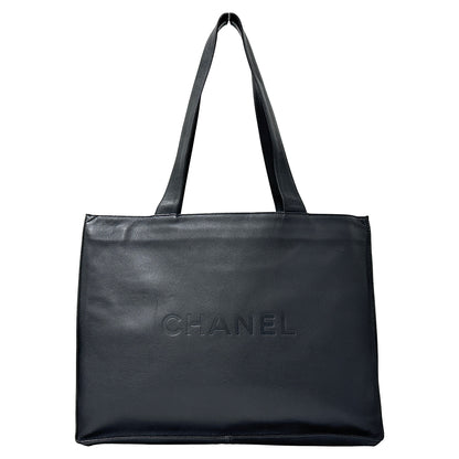 CHANEL シャネル トートバッグ ブラック シルバー金具 カーフ レディース 【中古】