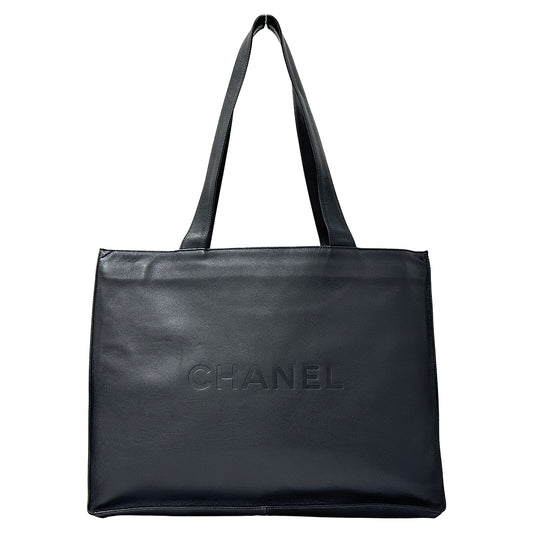 CHANEL シャネル トートバッグ ブラック シルバー金具 カーフ レディース 【中古】