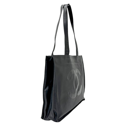 CHANEL シャネル トートバッグ ブラック シルバー金具 カーフ レディース 【中古】