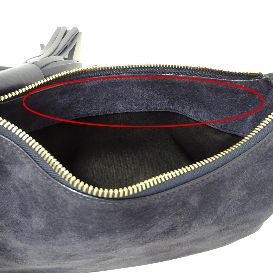 JIMMY CHOO ジミーチュウ ショルダーバッグ ネイビー 紺 レザー レディース 【中古】