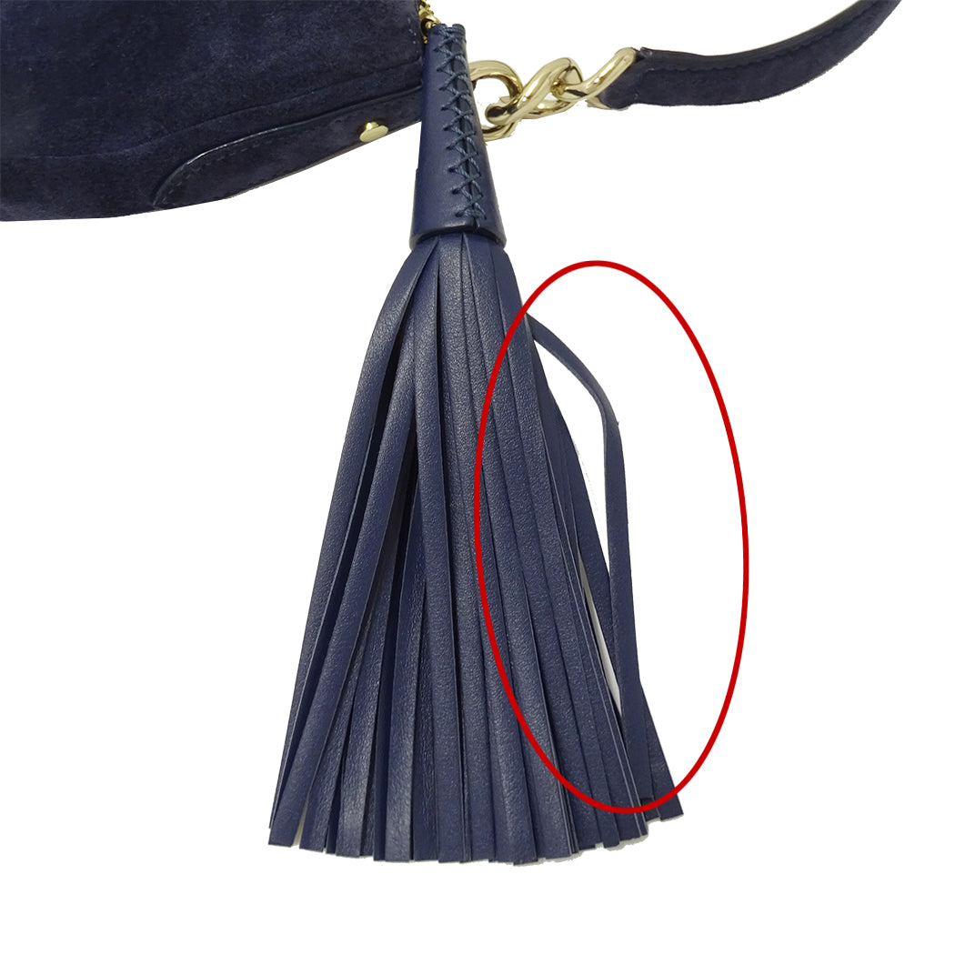 JIMMY CHOO ジミーチュウ ショルダーバッグ ネイビー 紺 レザー レディース 【中古】