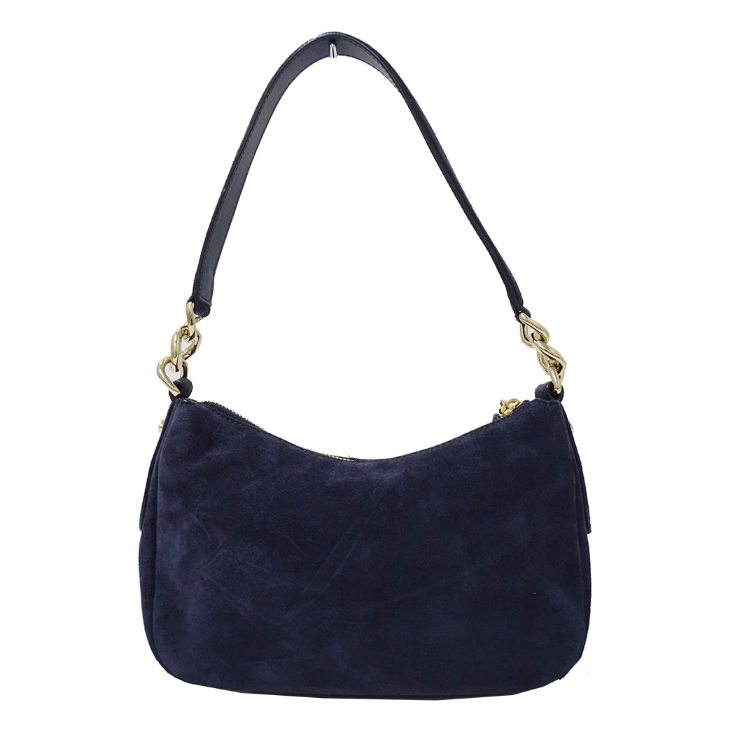 JIMMY CHOO ジミーチュウ ショルダーバッグ ネイビー 紺 レザー レディース 【中古】