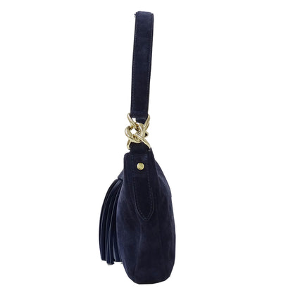 JIMMY CHOO ジミーチュウ ショルダーバッグ ネイビー 紺 レザー レディース 【中古】