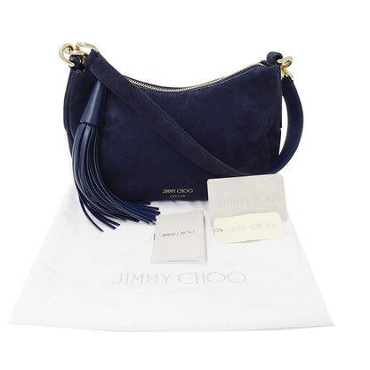 JIMMY CHOO ジミーチュウ ショルダーバッグ ネイビー 紺 レザー レディース 【中古】