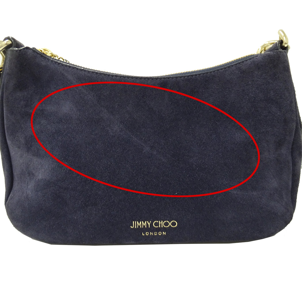 JIMMY CHOO ジミーチュウ ショルダーバッグ ネイビー 紺 レザー レディース 【中古】