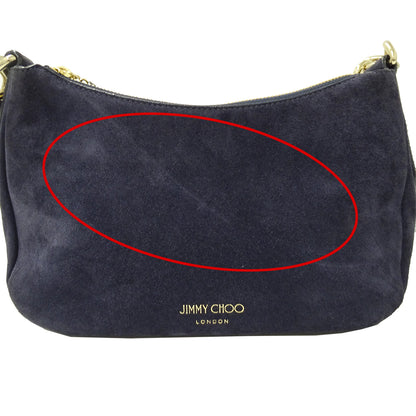 JIMMY CHOO ジミーチュウ ショルダーバッグ ネイビー 紺 レザー レディース 【中古】