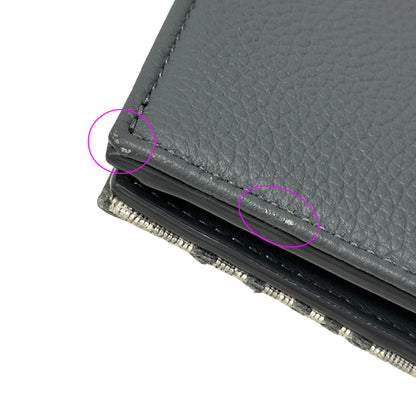 Dior ディオール 二つ折り財布 オブリーク サドル グレー ジャガード レザー レディース 【中古】