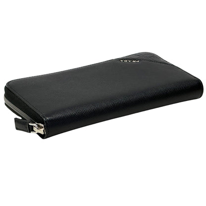 PRADA プラダ 長財布 ブラック サフィアーノ メンズ ラウンドファスナー 【中古】