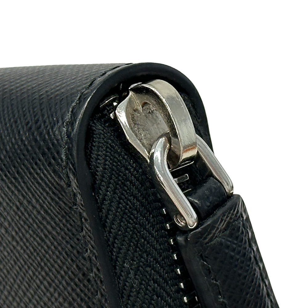 PRADA プラダ 長財布 ブラック サフィアーノ メンズ ラウンドファスナー 【中古】