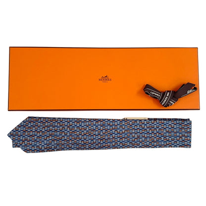 HERMES エルメス ネクタイ シェーヌダンクル ブルー マルチカラー シルク メンズ 【中古】