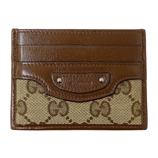GUCCI グッチ バレンシアガ BALENCIAGA コラボ カードケース ブラウン ベージュ 681709 GGキャンバス レディース メンズ 【中古】