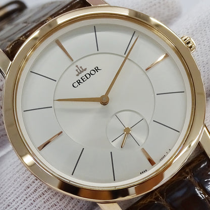 SEIKO セイコー クレドール 6898-00D0 GBBE980 メンズ 腕時計 スモールセコンド 手巻き 18KT PG レザー 磨き済み【中古】
