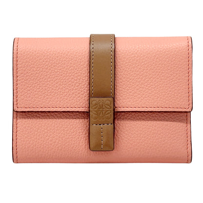 LOEWE ロエベ バーティカル ウォレット スモール 三つ折り財布 ピンク ブラウン オレンジ レディース 【中古】