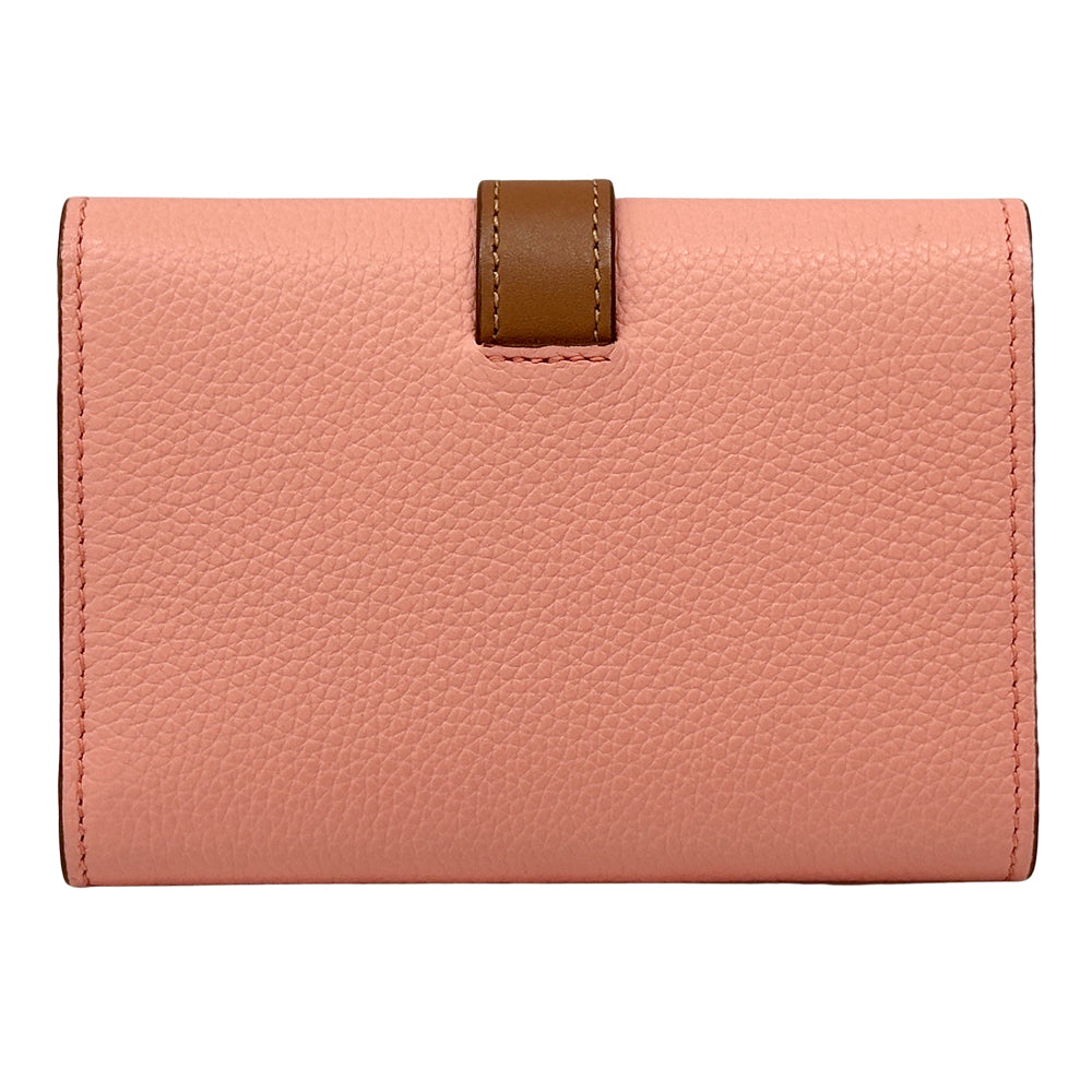 LOEWE ロエベ バーティカル ウォレット スモール 三つ折り財布 ピンク ブラウン オレンジ レディース 【中古】