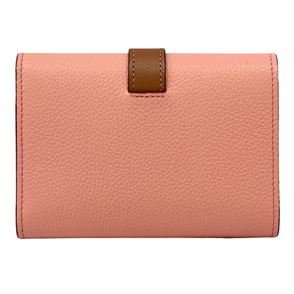 LOEWE ロエベ バーティカル ウォレット スモール 三つ折り財布 ピンク ブラウン オレンジ レディース 【中古】
