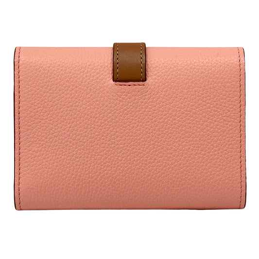 LOEWE ロエベ バーティカル ウォレット スモール 三つ折り財布 ピンク ブラウン オレンジ レディース 【中古】