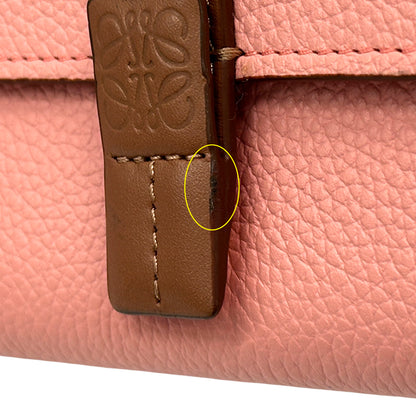 LOEWE ロエベ バーティカル ウォレット スモール 三つ折り財布 ピンク ブラウン オレンジ レディース 【中古】