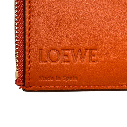 LOEWE ロエベ バーティカル ウォレット スモール 三つ折り財布 ピンク ブラウン オレンジ レディース 【中古】