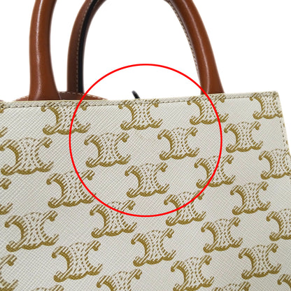 CELINE セリーヌ ミニ バーティカル カバ 2wayバッグ トリオンフ ホワイト ブラウン レディース 【中古】