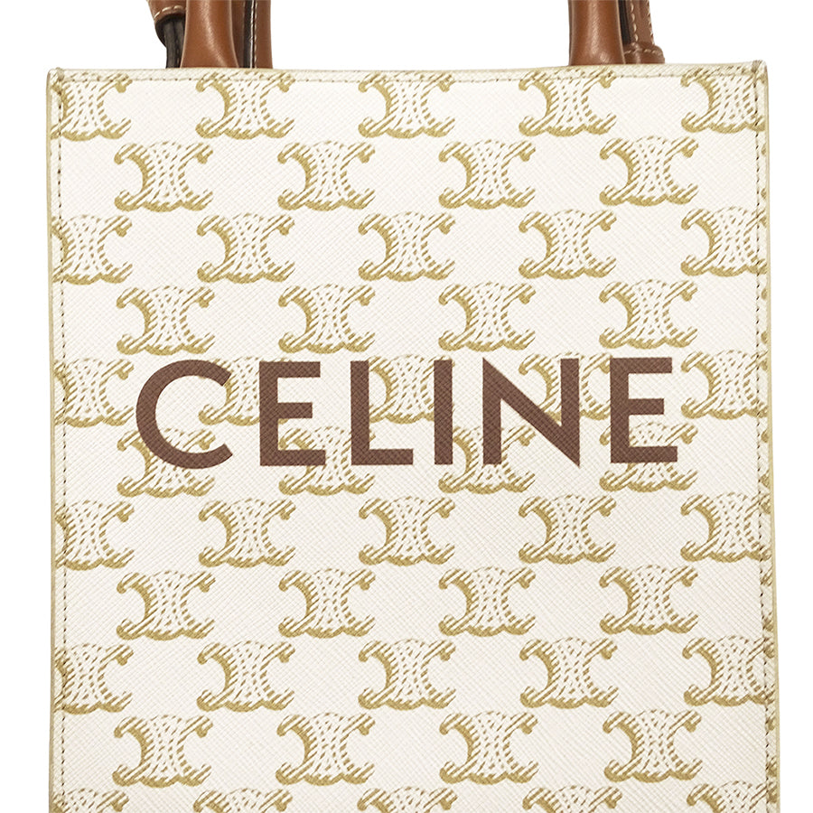 CELINE セリーヌ ミニ バーティカル カバ 2wayバッグ トリオンフ ホワイト ブラウン レディース 【中古】