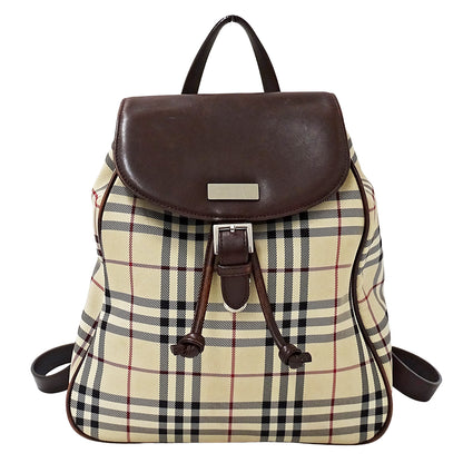 BURBERRY バーバリー リュック ベージュ ブラウン キャンバス レディース 【中古】