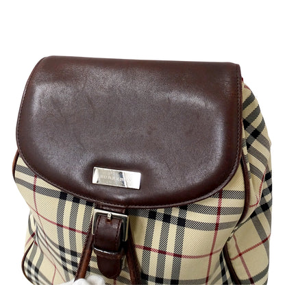 BURBERRY バーバリー リュック ベージュ ブラウン キャンバス レディース 【中古】