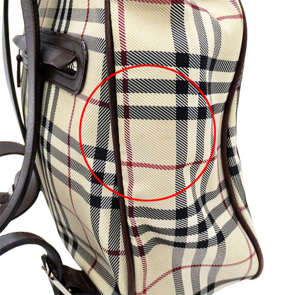 BURBERRY バーバリー リュック ベージュ ブラウン キャンバス レディース 【中古】