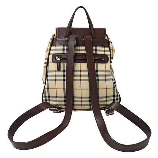 BURBERRY バーバリー リュック ベージュ ブラウン キャンバス レディース 【中古】
