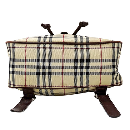 BURBERRY バーバリー リュック ベージュ ブラウン キャンバス レディース 【中古】