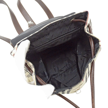 BURBERRY バーバリー リュック ベージュ ブラウン キャンバス レディース 【中古】