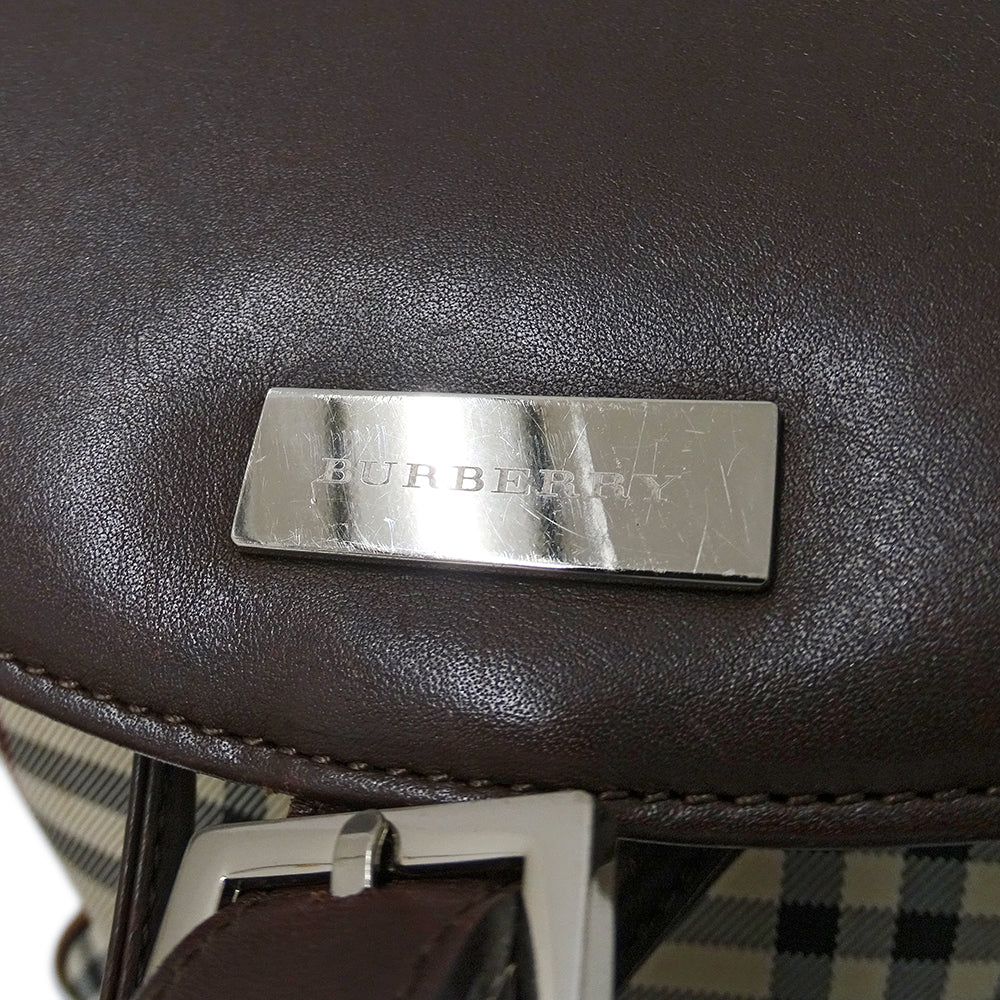 BURBERRY バーバリー リュック ベージュ ブラウン キャンバス レディース 【中古】
