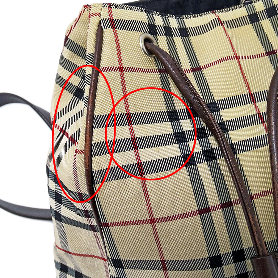 BURBERRY バーバリー リュック ベージュ ブラウン キャンバス レディース 【中古】