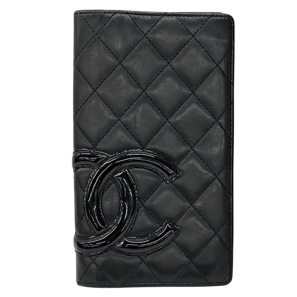 CHANEL シャネル 長財布 カンボン ブラック ラムスキン レディース 【中古】