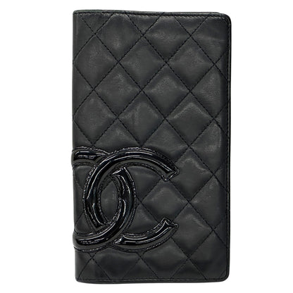 CHANEL シャネル 長財布 カンボン ブラック ラムスキン レディース 【中古】