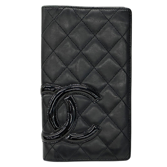 CHANEL シャネル 長財布 カンボン ブラック ラムスキン レディース 【中古】