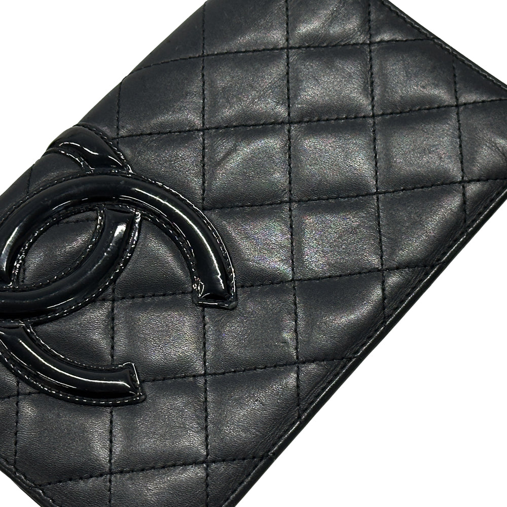 CHANEL シャネル 長財布 カンボン ブラック ラムスキン レディース 【中古】