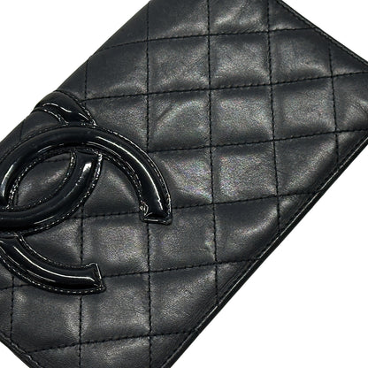 CHANEL シャネル 長財布 カンボン ブラック ラムスキン レディース 【中古】