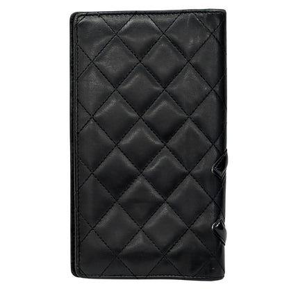 CHANEL シャネル 長財布 カンボン ブラック ラムスキン レディース 【中古】