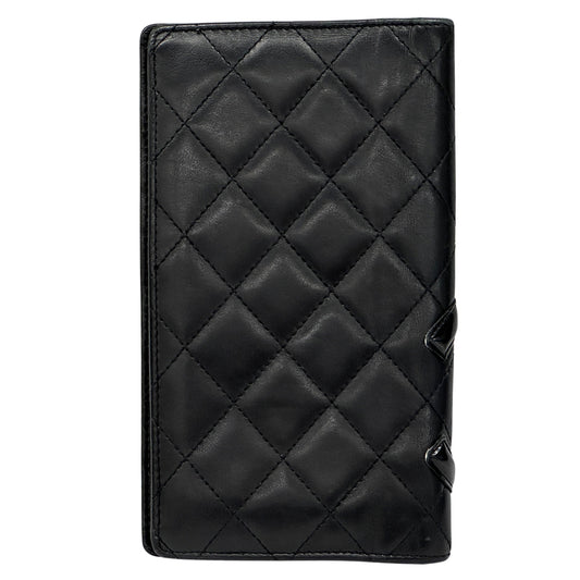 CHANEL シャネル 長財布 カンボン ブラック ラムスキン レディース 【中古】